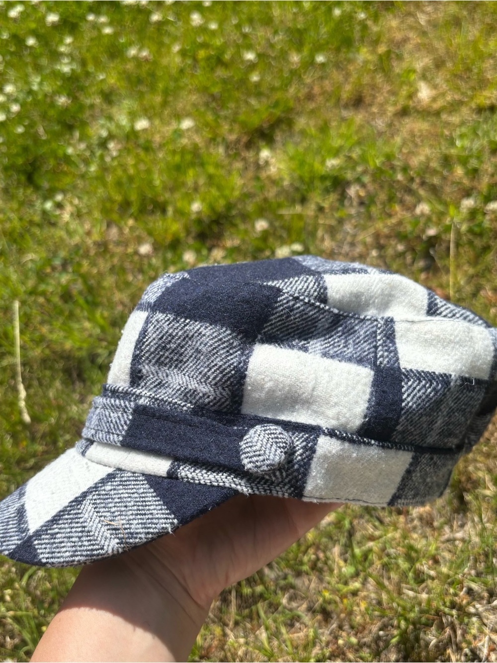 Arianna By Howard’s Navy and White Plaid Baker’s Boy/ Newsboy Cap